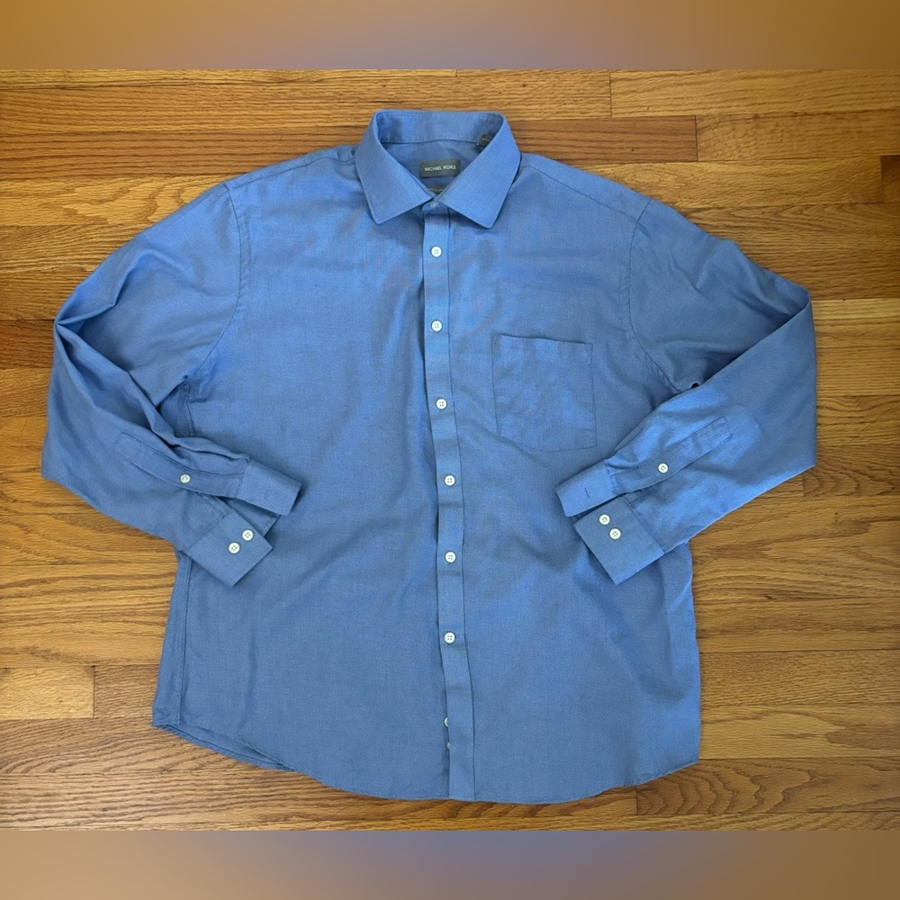 Michael Kors Button Up Shirt Men’s XL Blue Regular Fit Collared Front Pocket